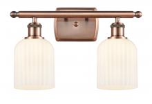  516-2W-AC-G559-5GWH - Bridal Veil - 2 Light - 15 inch - Antique Copper - Bath Vanity Light