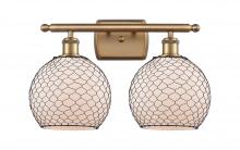  516-2W-BB-G121-8CBK - Farmhouse Chicken Wire - 2 Light - 18 inch - Brushed Brass - Bath Vanity Light