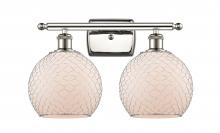  516-2W-PN-G121-8CSN - Farmhouse Chicken Wire - 2 Light - 18 inch - Polished Nickel - Bath Vanity Light