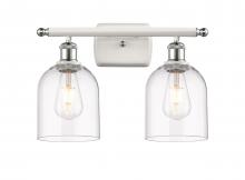  516-2W-WPC-G558-6CL - Bella - 2 Light - 16 inch - White Polished Chrome - Bath Vanity Light