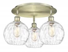  516-3C-AB-G1215-8 - Athens Water Glass - 3 Light - 20 inch - Antique Brass - Flush Mount