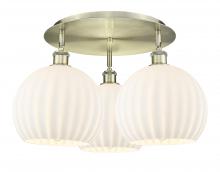  516-3C-AB-G1217-10WV - White Venetian - 3 Light - 22 inch - Antique Brass - Flush Mount