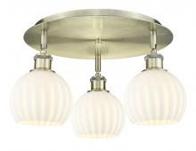  516-3C-AB-G1217-6WV - White Venetian - 3 Light - 18 inch - Antique Brass - Flush Mount