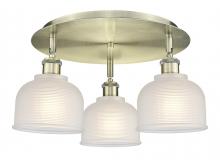  516-3C-AB-G411 - Dayton - 3 Light - 17 inch - Antique Brass - Flush Mount