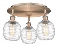  516-3C-AC-G1013 - Belfast - 3 Light - 18 inch - Antique Copper - Flush Mount