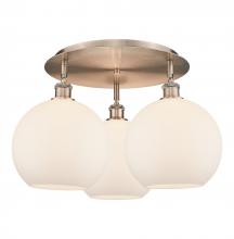  516-3C-AC-G121-10 - Athens - 3 Light - 22 inch - Antique Copper - Flush Mount