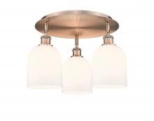  516-3C-AC-G558-6GWH - Bella - 3 Light - 17 inch - Antique Copper - Flush Mount