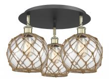 Innovations Lighting 516-3C-BAB-G122-8RB - Farmhouse Rope - 3 Light - 20 inch - Black Antique Brass - Flush Mount