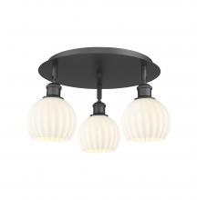  516-3C-BK-G1217-6WV - White Venetian - 3 Light - 18 inch - Matte Black - Flush Mount