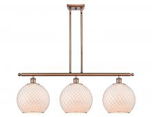  516-3I-AC-G121-10CSN - Farmhouse Chicken Wire - 3 Light - 37 inch - Antique Copper - Cord hung - Island Light