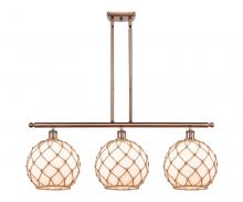  516-3I-AC-G121-10RB - Farmhouse Rope - 3 Light - 37 inch - Antique Copper - Cord hung - Island Light