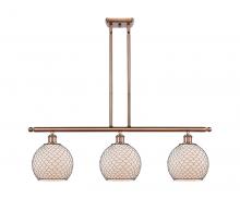  516-3I-AC-G121-8CBK - Farmhouse Chicken Wire - 3 Light - 36 inch - Antique Copper - Cord hung - Island Light