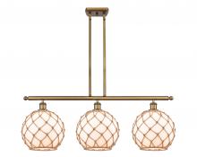  516-3I-BB-G121-10RB - Farmhouse Rope - 3 Light - 37 inch - Brushed Brass - Cord hung - Island Light