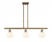  516-3I-BB-G1217-6WV - White Venetian - 3 Light - 36 inch - Brushed Brass - Stem Hung - Island Light