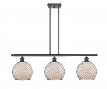  516-3I-BK-G121-8CBK - Farmhouse Chicken Wire - 3 Light - 36 inch - Matte Black - Cord hung - Island Light