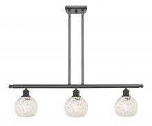  516-3I-OB-G1216-6WM - White Mouchette - 3 Light - 36 inch - Oil Rubbed Bronze - Stem Hung - Island Light