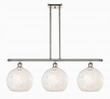  516-3I-PN-G1216-10WM - White Mouchette - 3 Light - 37 inch - Polished Nickel - Stem Hung - Island Light