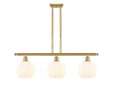  516-3I-SG-G1217-8WV - White Venetian - 3 Light - 36 inch - Satin Gold - Stem Hung - Island Light