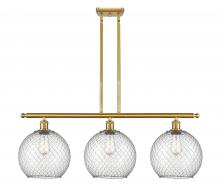  516-3I-SG-G122-10CSN - Farmhouse Chicken Wire - 3 Light - 37 inch - Satin Gold - Cord hung - Island Light