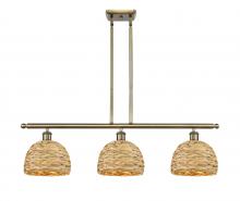  516-3I-SG-RBD-8-NAT - Woven Rattan - 3 Light - 36 inch - Satin Gold - Multi Pendant