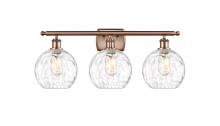  516-3W-AC-G1215-8 - Athens Water Glass - 3 Light - 28 inch - Antique Copper - Bath Vanity Light