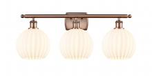  516-3W-AC-G1217-8WV - White Venetian - 3 Light - 28 inch - Antique Copper - Bath Vanity Light