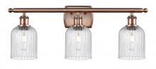  516-3W-AC-G559-5SDY - Bridal Veil - 3 Light - 25 inch - Antique Copper - Bath Vanity Light