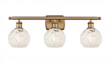  516-3W-BB-G1216-6WM - White Mouchette - 3 Light - 26 inch - Brushed Brass - Bath Vanity Light