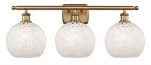  516-3W-BB-G1216-8WM - White Mouchette - 3 Light - 28 inch - Brushed Brass - Bath Vanity Light