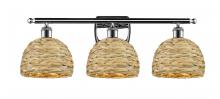  516-3W-PC-RBD-8-NAT - Woven Rattan - 3 Light - 28 inch - Polished Chrome - Bath Vanity Light