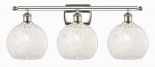  516-3W-PN-G1216-8WM - White Mouchette - 3 Light - 28 inch - Polished Nickel - Bath Vanity Light