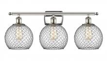  516-3W-PN-G122-8CBK - Farmhouse Chicken Wire - 3 Light - 28 inch - Polished Nickel - Bath Vanity Light