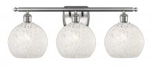  516-3W-SN-G1216-8WM - White Mouchette - 3 Light - 28 inch - Brushed Satin Nickel - Bath Vanity Light