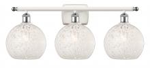  516-3W-WPC-G1216-8WM - White Mouchette - 3 Light - 28 inch - White Polished Chrome - Bath Vanity Light