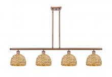  516-4I-AC-RBD-8-NAT - Woven Rattan - 4 Light - 48 inch - Antique Copper - Multi Pendant