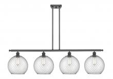  516-4I-BK-G122-10CSN - Farmhouse Chicken Wire - 4 Light - 48 inch - Matte Black - Cord hung - Island Light