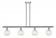  516-4I-PC-G1216-6WM - White Mouchette - 4 Light - 48 inch - Polished Chrome - Stem Hung - Island Light