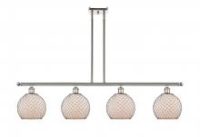  516-4I-PN-G121-8CBK - Farmhouse Chicken Wire - 4 Light - 48 inch - Polished Nickel - Cord hung - Island Light