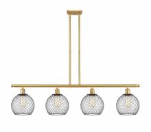  516-4I-SG-G122-8CBK - Farmhouse Chicken Wire - 4 Light - 48 inch - Satin Gold - Cord hung - Island Light