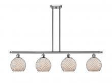  516-4I-SN-G121-8CBK - Farmhouse Chicken Wire - 4 Light - 48 inch - Brushed Satin Nickel - Cord hung - Island Light