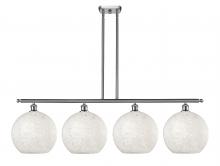  516-4I-SN-G1216-12WM - White Mouchette - 4 Light - 50 inch - Brushed Satin Nickel - Stem Hung - Island Light