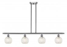  516-4I-SN-G1216-6WM - White Mouchette - 4 Light - 48 inch - Brushed Satin Nickel - Stem Hung - Island Light