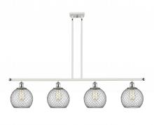  516-4I-WPC-G122-8CBK - Farmhouse Chicken Wire - 4 Light - 48 inch - White Polished Chrome - Cord hung - Island Light