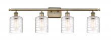  516-4W-AB-G1113-LED - Cobbleskill - 4 Light - 35 inch - Antique Brass - Bath Vanity Light