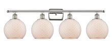  516-4W-PN-G121-8CSN - Farmhouse Chicken Wire - 4 Light - 38 inch - Polished Nickel - Bath Vanity Light