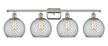  516-4W-PN-G122-8CBK - Farmhouse Chicken Wire - 4 Light - 38 inch - Polished Nickel - Bath Vanity Light