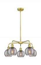  516-5CR-SG-G1213-6SM - Athens Deco Swirl - 5 Light - 24 inch - Satin Gold - Chandelier