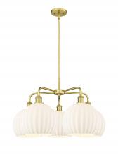  516-5CR-SG-G1217-10WV - White Venetian - 5 Light - 28 inch - Satin Gold - Chandelier