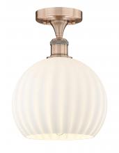  616-1F-AC-G1217-10WV - White Venetian - 1 Light - 10 inch - Antique Copper - Semi-Flush Mount