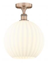  616-1F-AC-G1217-12WV - White Venetian - 1 Light - 12 inch - Antique Copper - Semi-Flush Mount